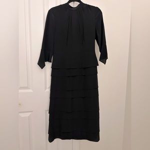 Iris & Ink Tiered 100% Silk Dress - Mid-length - Black - Size 8